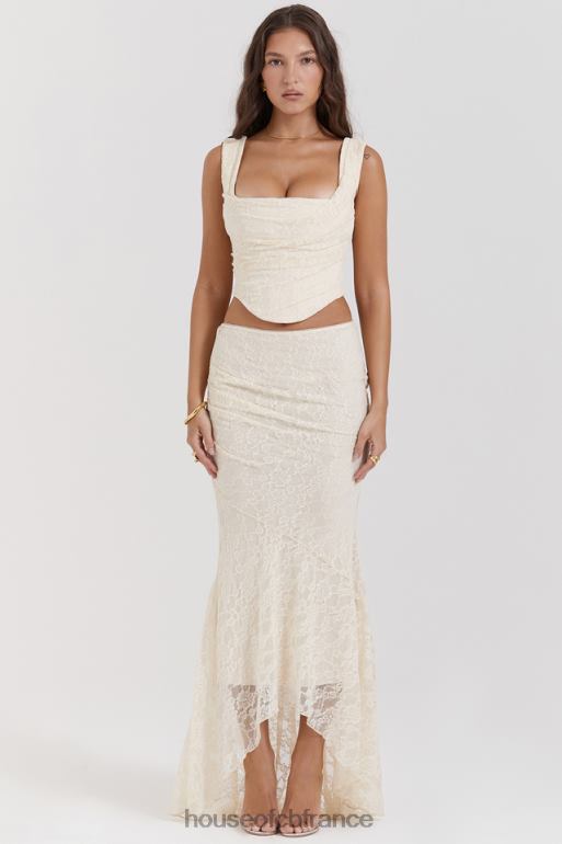 House of CB jupe longue en dentelle crème vintage Therese N888H841 vêtements