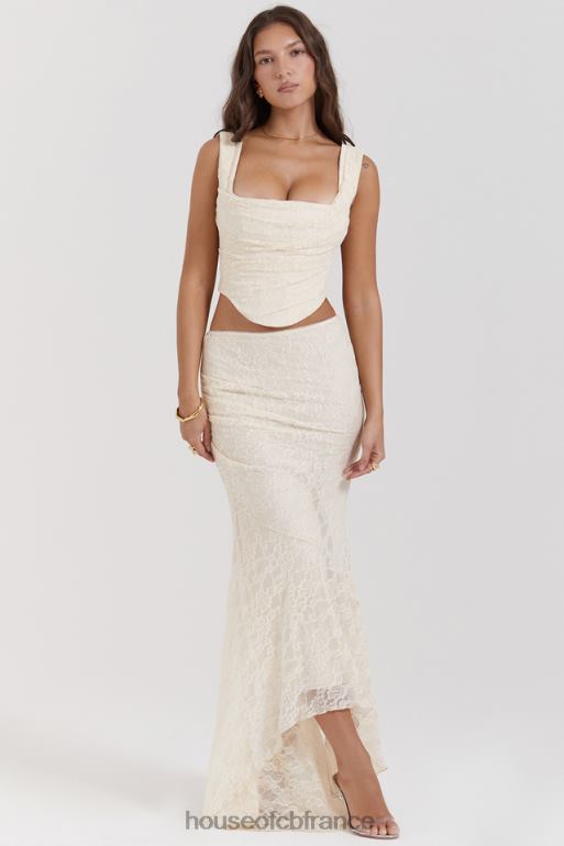 House of CB jupe longue en dentelle crème vintage Therese N888H841 vêtements