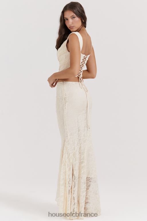 House of CB jupe longue en dentelle crème vintage Therese N888H841 vêtements