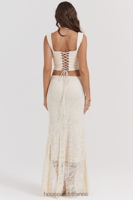 House of CB jupe longue en dentelle crème vintage Therese N888H841 vêtements