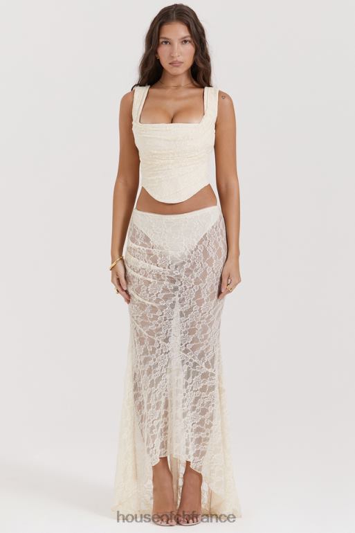 House of CB jupe longue en dentelle crème vintage Therese N888H841 vêtements