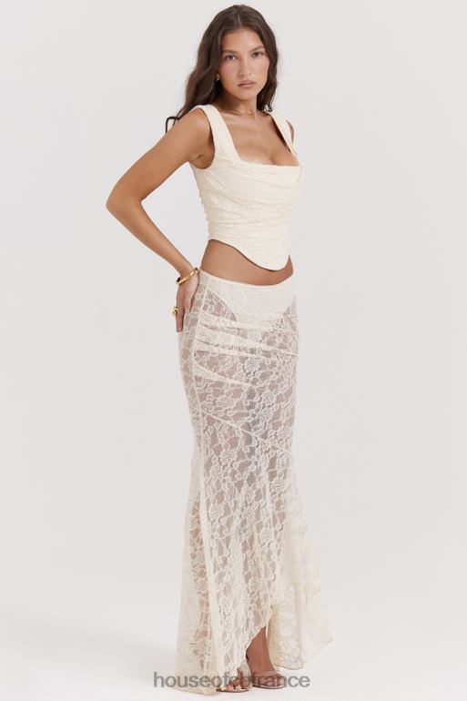 House of CB jupe longue en dentelle crème vintage Therese N888H841 vêtements