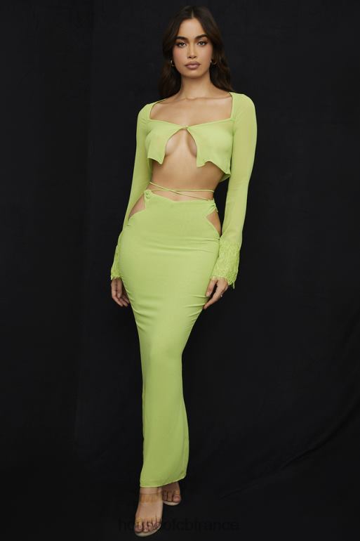 House of CB jupe longue en georgette vert lime madeline N888H955 vêtements