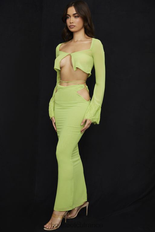 House of CB jupe longue en georgette vert lime madeline N888H955 vêtements