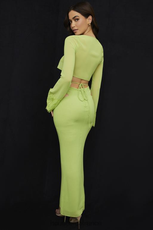 House of CB jupe longue en georgette vert lime madeline N888H955 vêtements
