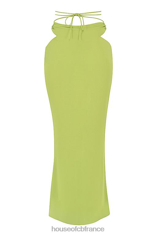 House of CB jupe longue en georgette vert lime madeline N888H955 vêtements