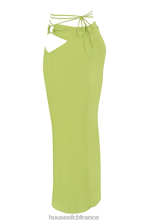 House of CB jupe longue en georgette vert lime madeline N888H955 vêtements
