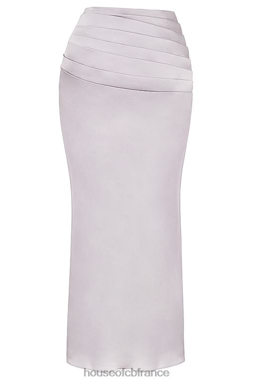 House of CB jupe longue froncée en satin gris jia N888H919 vêtements