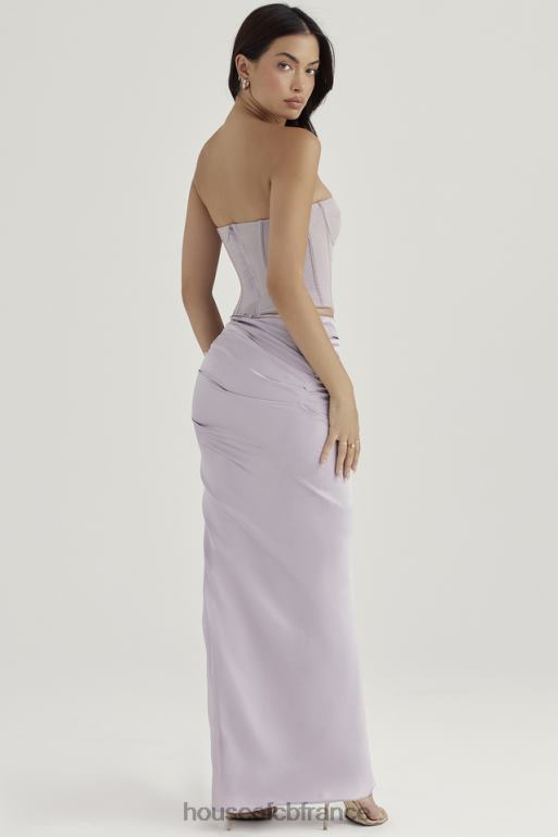 House of CB jupe longue froncée en satin gris jia N888H919 vêtements