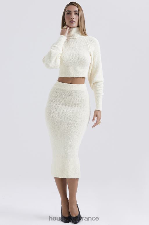 House of CB Mishka - Jupe midi en tricot bouclé doux crème N888H831 vêtements