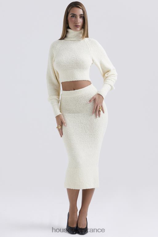 House of CB Mishka - Jupe midi en tricot bouclé doux crème N888H831 vêtements