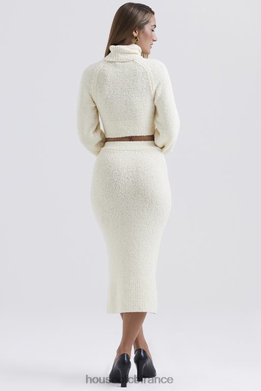 House of CB Mishka - Jupe midi en tricot bouclé doux crème N888H831 vêtements
