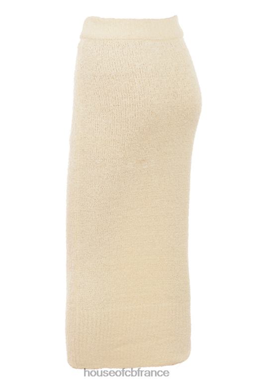House of CB Mishka - Jupe midi en tricot bouclé doux crème N888H831 vêtements