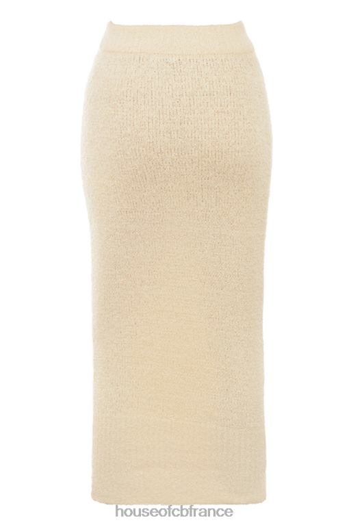 House of CB Mishka - Jupe midi en tricot bouclé doux crème N888H831 vêtements