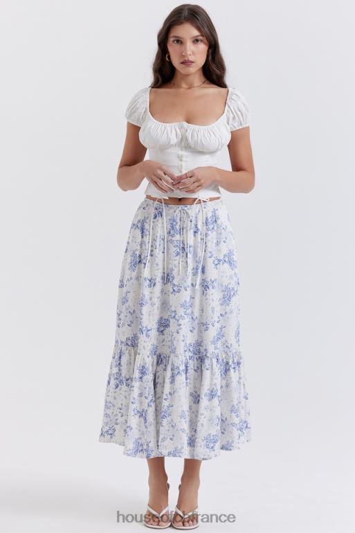 House of CB aitana jupe mi-longue imprimée bleue N888H864 vêtements