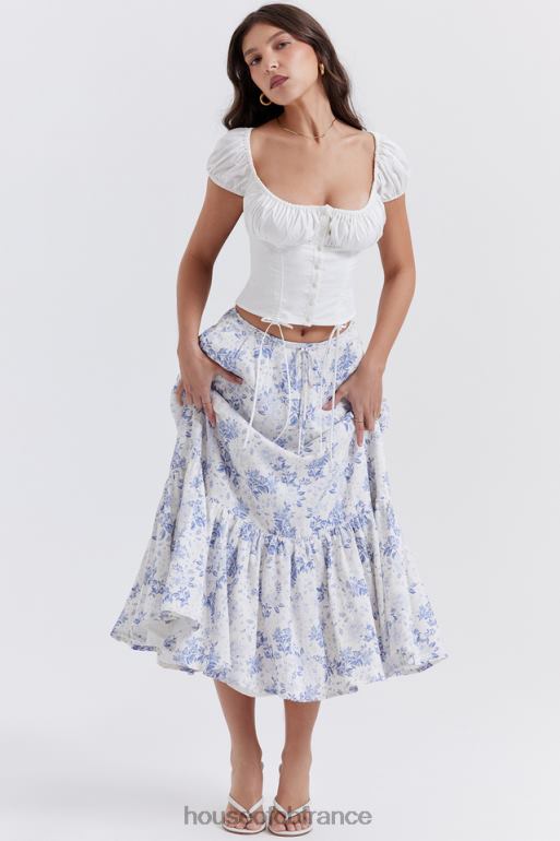 House of CB aitana jupe mi-longue imprimée bleue N888H864 vêtements