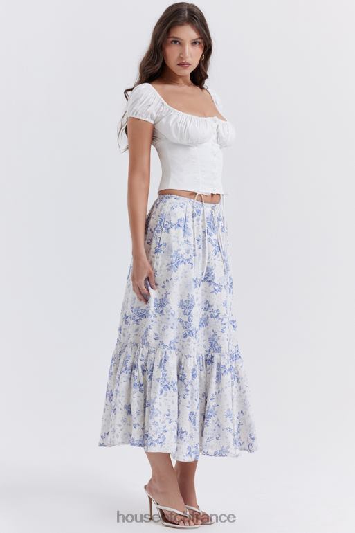 House of CB aitana jupe mi-longue imprimée bleue N888H864 vêtements