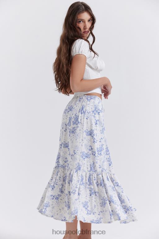 House of CB aitana jupe mi-longue imprimée bleue N888H864 vêtements