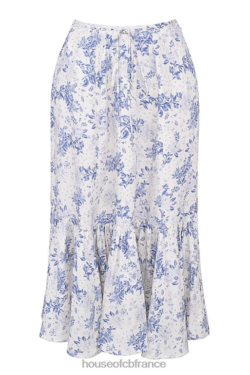 House of CB aitana jupe mi-longue imprimée bleue N888H864 vêtements