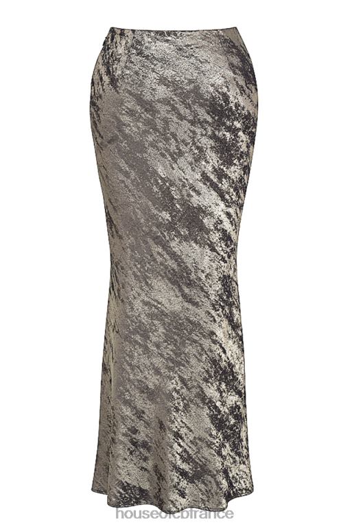 House of CB jupe mi-longue coupée en biais Clara Pewter N888H895 vêtements