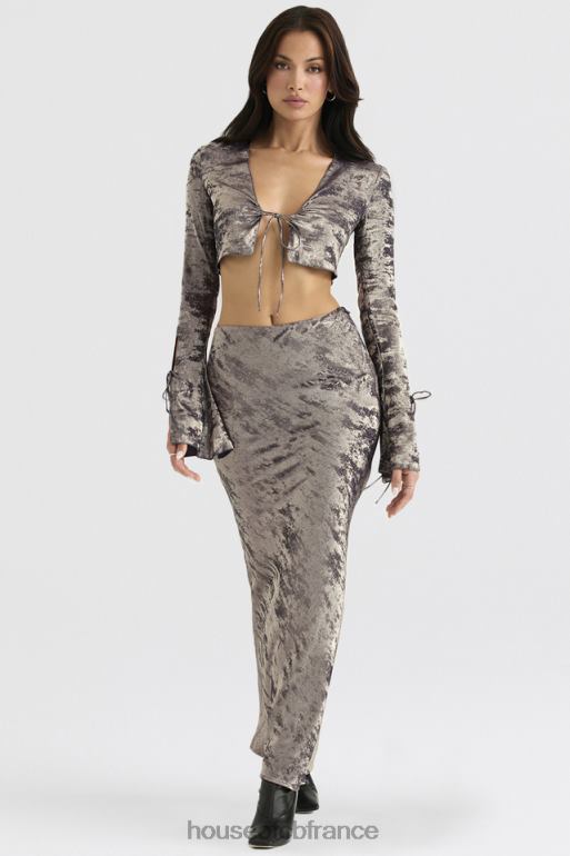 House of CB jupe mi-longue coupée en biais Clara Pewter N888H895 vêtements