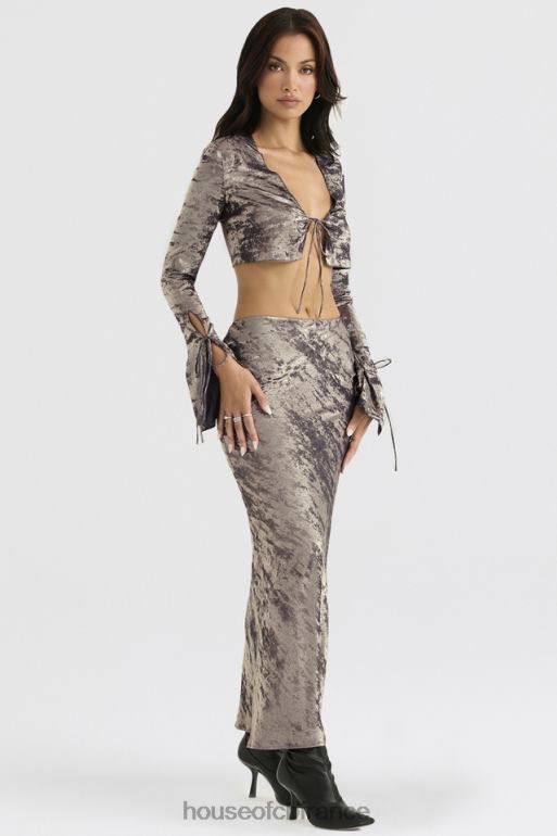 House of CB jupe mi-longue coupée en biais Clara Pewter N888H895 vêtements