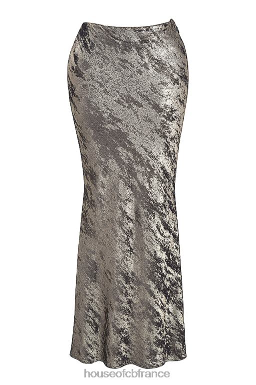 House of CB jupe mi-longue coupée en biais Clara Pewter N888H895 vêtements