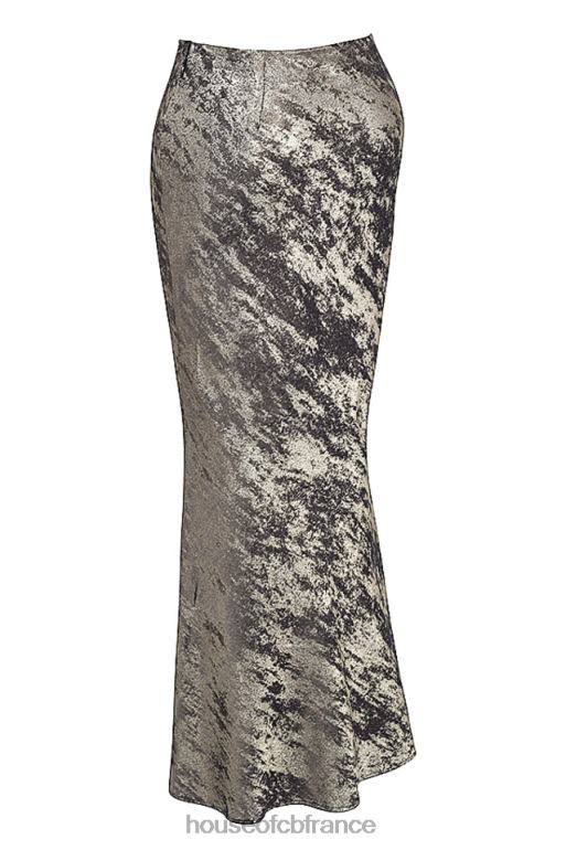 House of CB jupe mi-longue coupée en biais Clara Pewter N888H895 vêtements