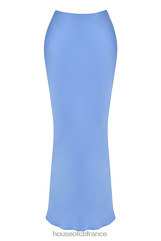 House of CB jupe mi-longue coupée en biais en satin bleu Clara N888H902 vêtements