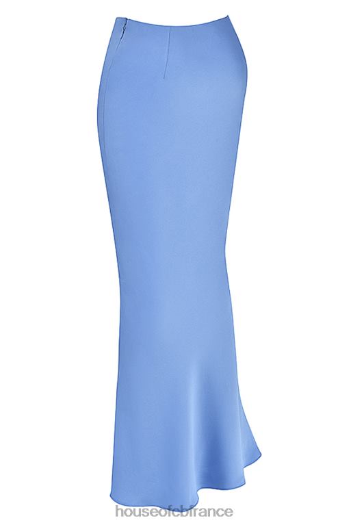 House of CB jupe mi-longue coupée en biais en satin bleu Clara N888H902 vêtements