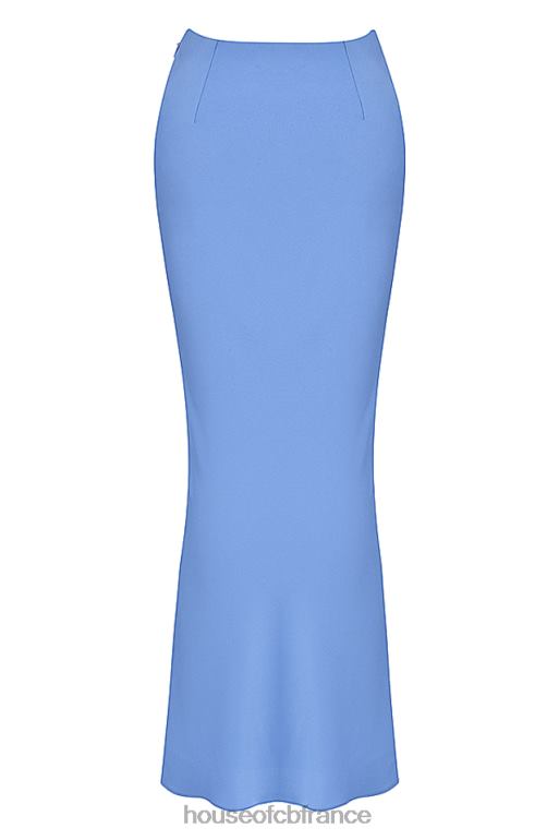 House of CB jupe mi-longue coupée en biais en satin bleu Clara N888H902 vêtements