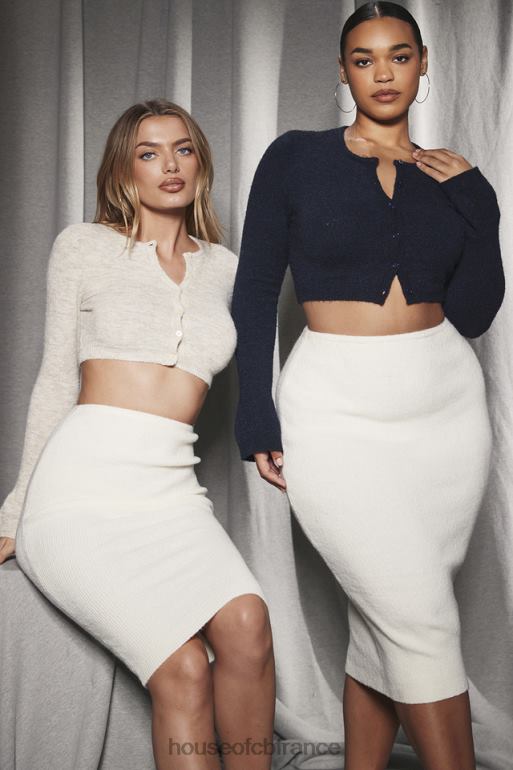House of CB jupe mi-longue en maille crème lotte N888H951 vêtements