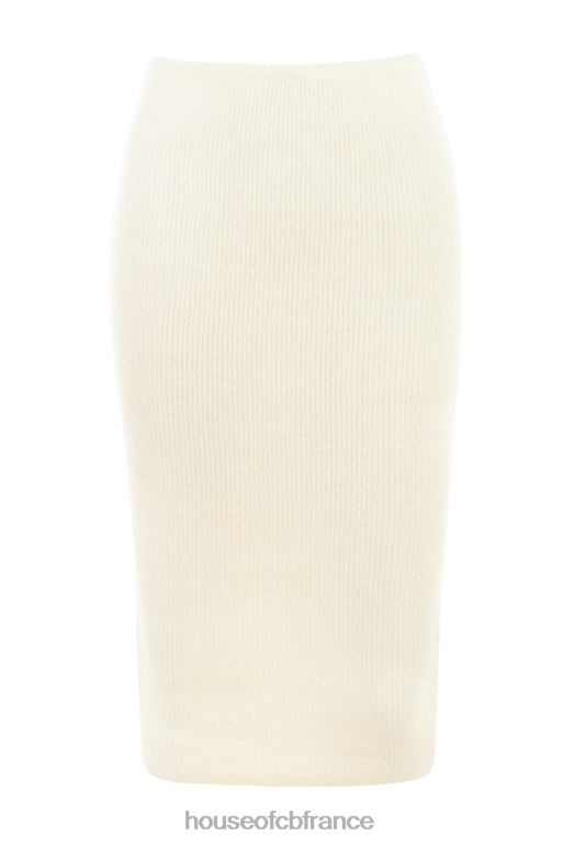 House of CB jupe mi-longue en maille crème lotte N888H951 vêtements