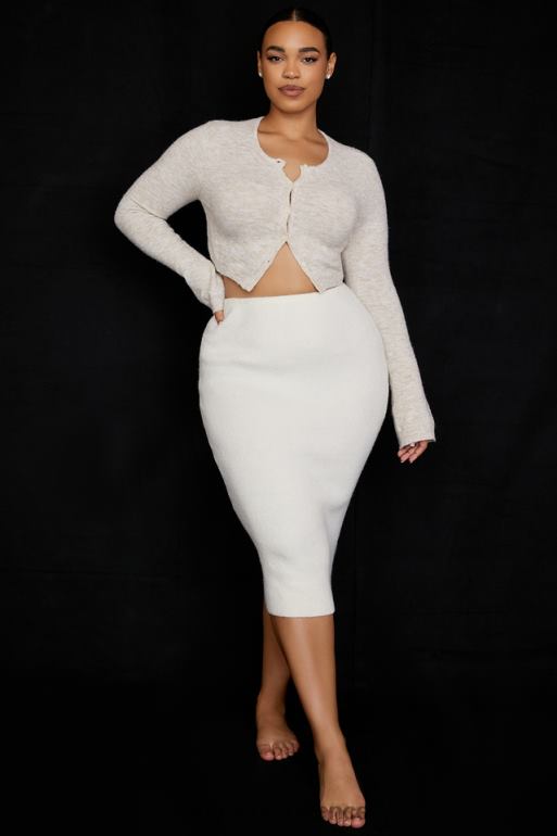 House of CB jupe mi-longue en maille crème lotte N888H951 vêtements