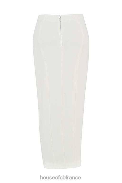 House of CB jupe mi-longue fendue sur la cuisse ivoire francesca N888H938 vêtements