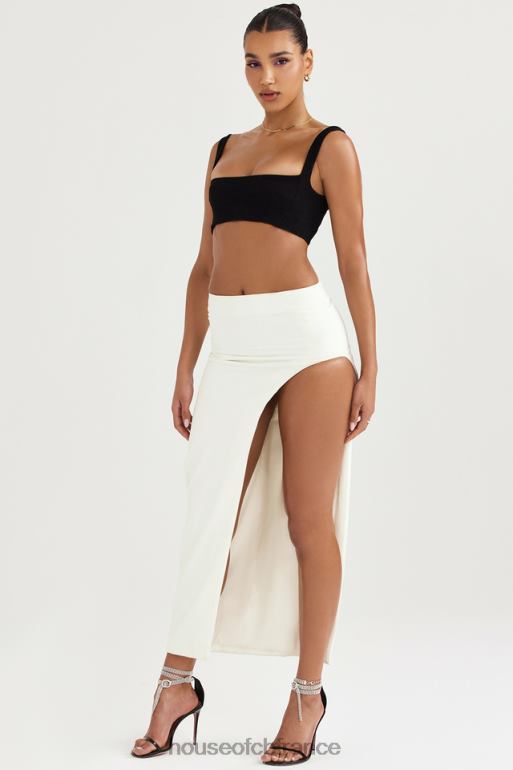 House of CB jupe mi-longue fendue sur la cuisse ivoire francesca N888H938 vêtements