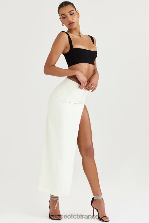House of CB jupe mi-longue fendue sur la cuisse ivoire francesca N888H938 vêtements