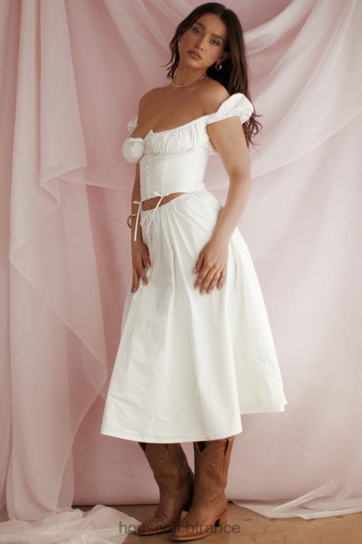House of CB jupe mi-longue froncée blanche Cora N888H862 vêtements