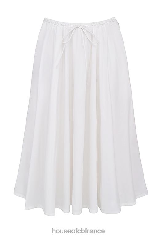 House of CB jupe mi-longue froncée blanche Cora N888H862 vêtements