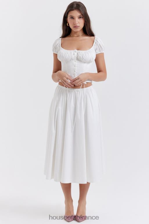 House of CB jupe mi-longue froncée blanche Cora N888H862 vêtements