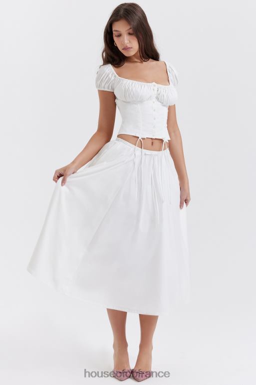 House of CB jupe mi-longue froncée blanche Cora N888H862 vêtements
