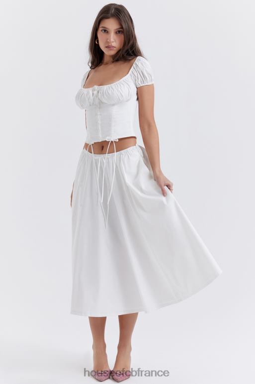 House of CB jupe mi-longue froncée blanche Cora N888H862 vêtements