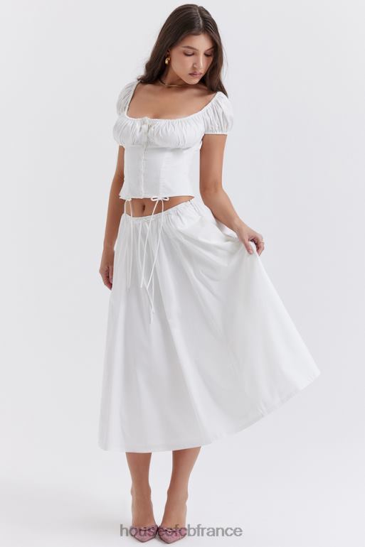 House of CB jupe mi-longue froncée blanche Cora N888H862 vêtements