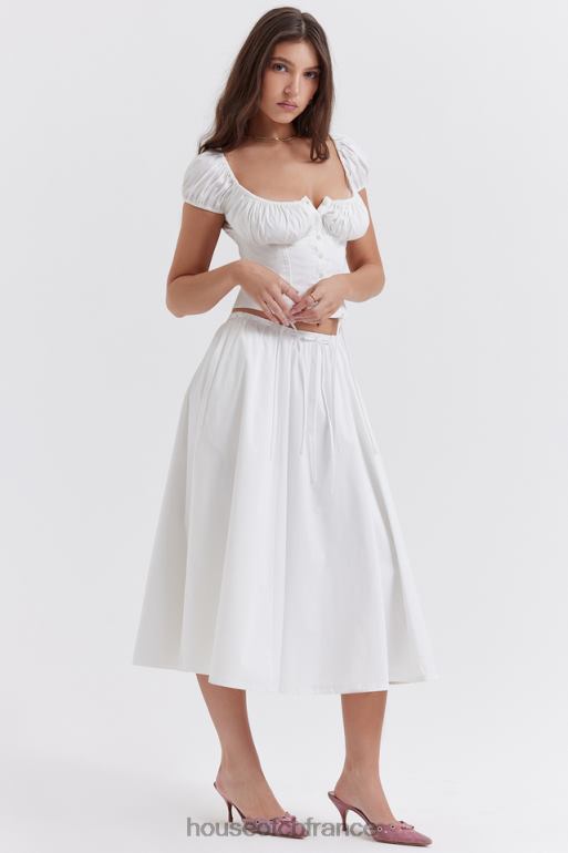 House of CB jupe mi-longue froncée blanche Cora N888H862 vêtements