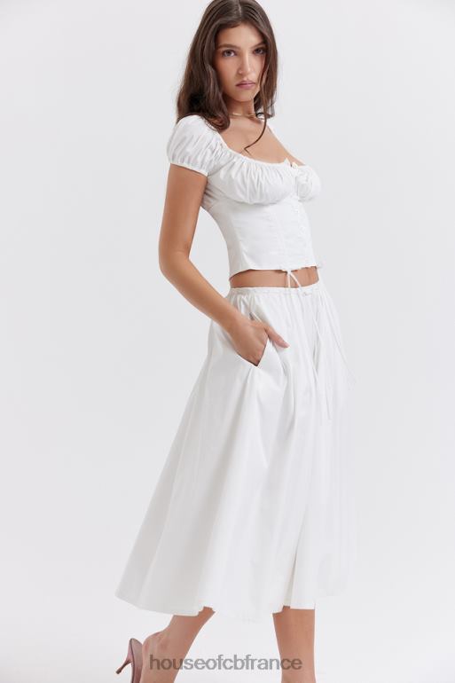House of CB jupe mi-longue froncée blanche Cora N888H862 vêtements
