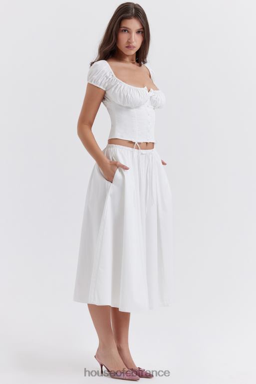 House of CB jupe mi-longue froncée blanche Cora N888H862 vêtements