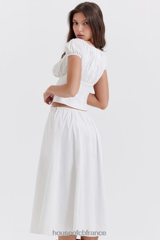 House of CB jupe mi-longue froncée blanche Cora N888H862 vêtements