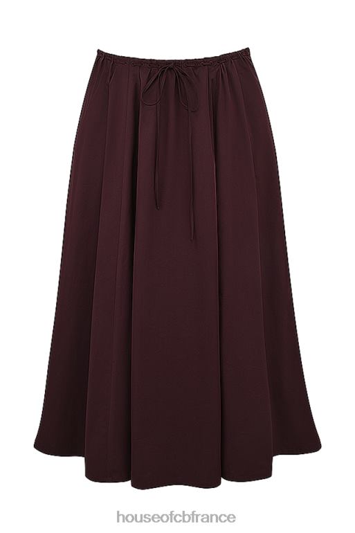 House of CB jupe mi-longue froncée marron riche Cora N888H843 vêtements