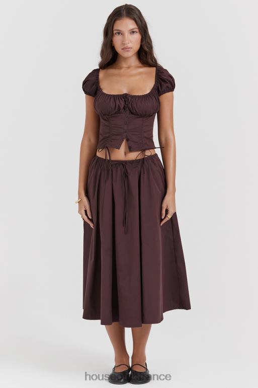 House of CB jupe mi-longue froncée marron riche Cora N888H843 vêtements
