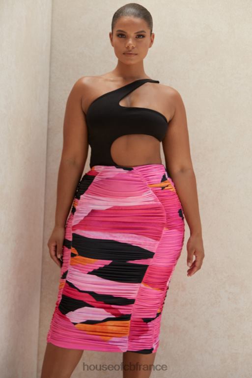 House of CB jupe mi-longue froncée multicolore nolene N888H1015 vêtements